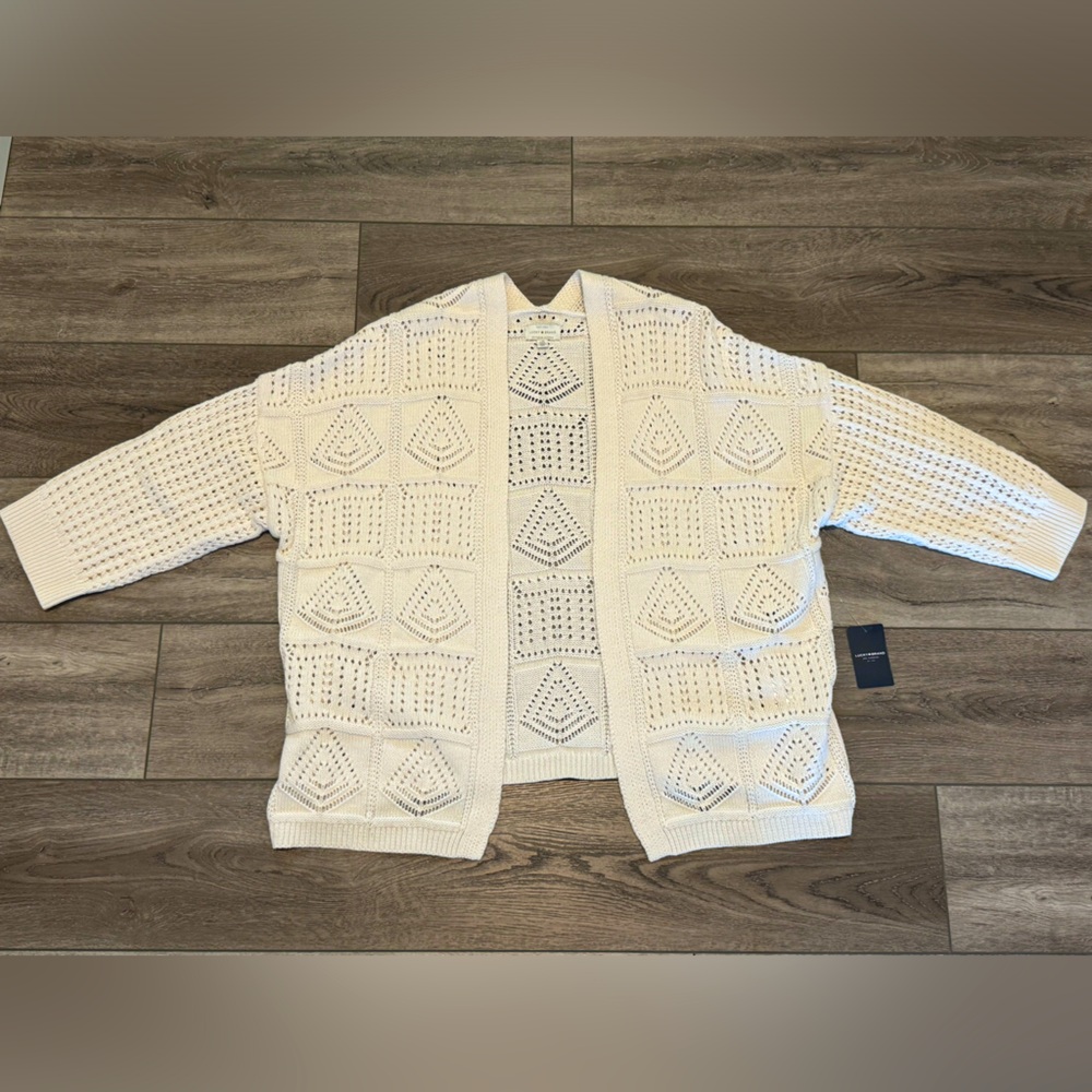 Lucky Brand Cream Open-Front Cardigan